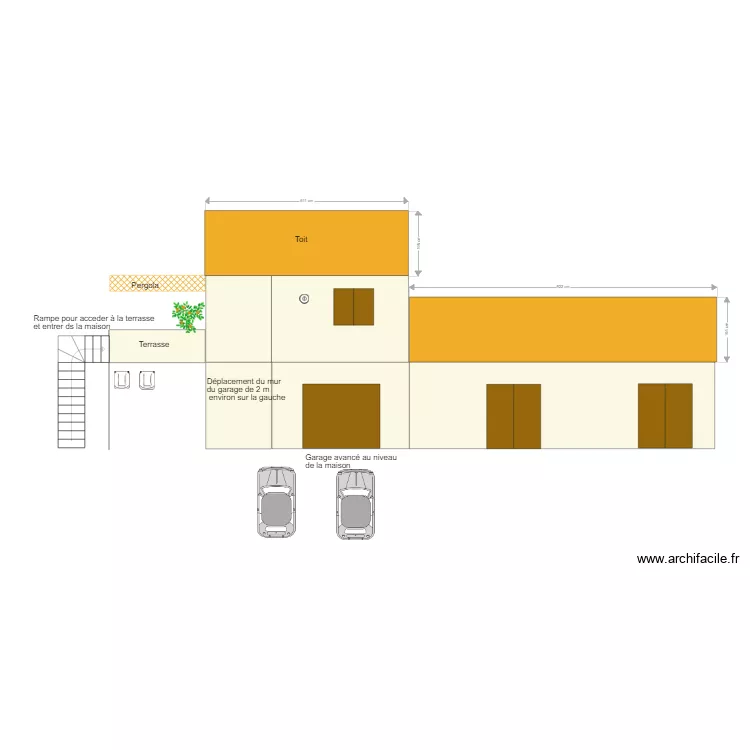 vue de face. Plan de 