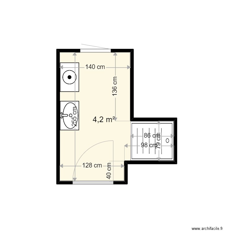 FRANCOIS CHANTAL. Plan de 1 pièce et 4 m2