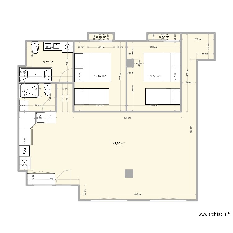 Ceuta v4. Plan de 9 pièces et 80 m2