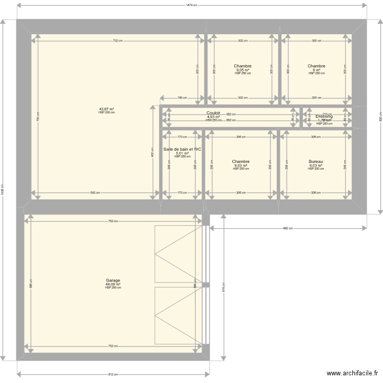 Cros du batoir 3. Plan de 9 pièces et 136 m2