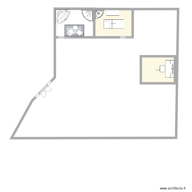 Institut de rêve . Plan de 2 pièces et 30 m2