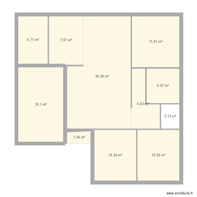 Maison du 17A. Plan de 11 pièces et 108 m2