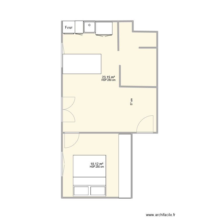 salle de bain modifiée plan fini3. Plan de 2 pièces et 33 m2