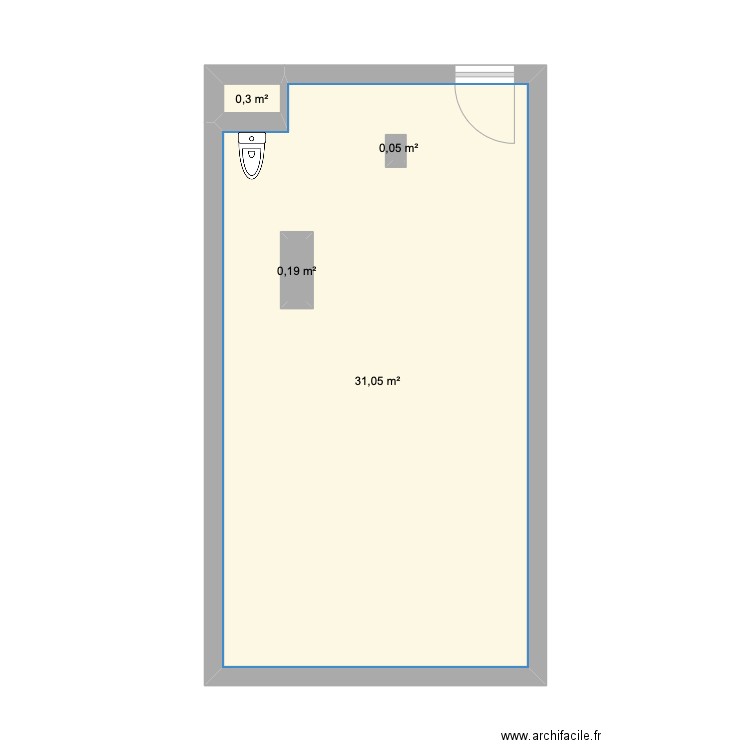 sable d'or nu. Plan de 4 pièces et 32 m2