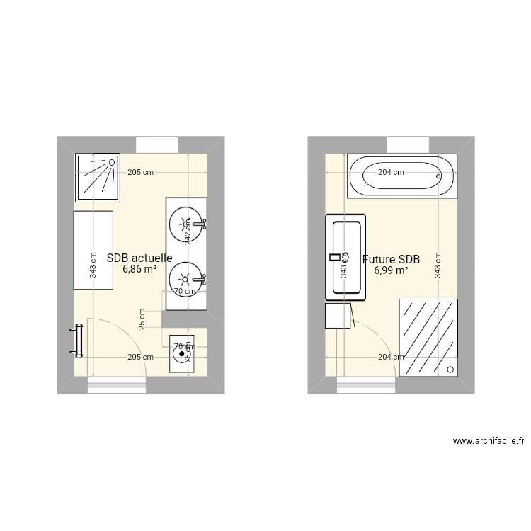 Extension maison 2. Plan de 2 pièces et 14 m2