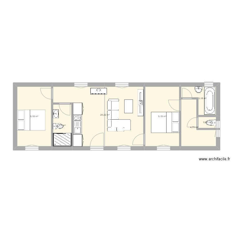 ST PREST NEW. Plan de 7 pièces et 51 m2