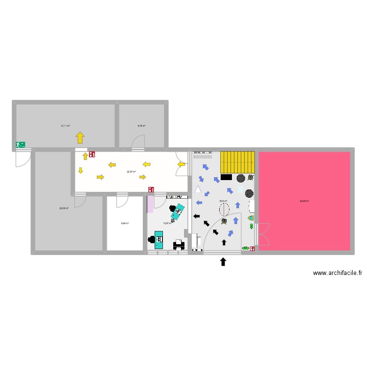 RDF accueil actuel. Plan de 8 pièces et 175 m2