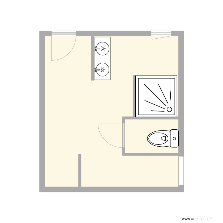 LECADRE Valérie (partie bain). Plan de 2 pièces et 17 m2