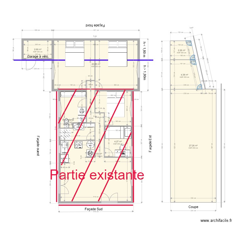 Chalet 34 3 projet v2 seul hachuré. Plan de 0 pièce et 0 m2