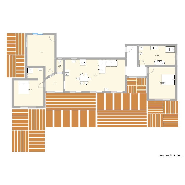 maison du haut 4. Plan de 7 pièces et 130 m2