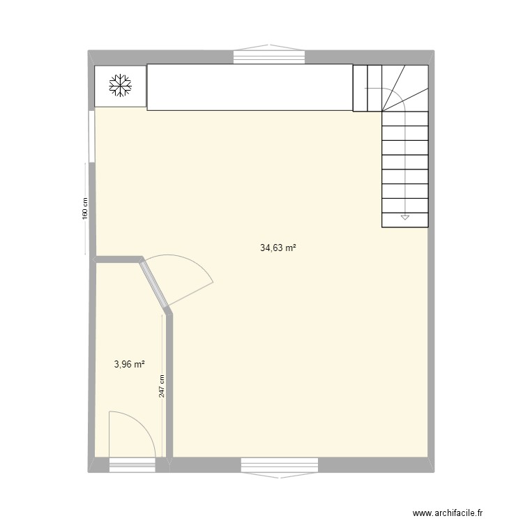 Cuisine 00. Plan de 2 pièces et 39 m2