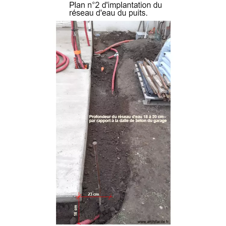 Implantation r&eacute;seau eau du puits plan deux. Plan de 
