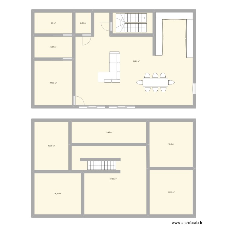 kermode. Plan de 11 pièces et 230 m2