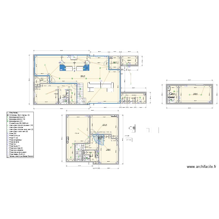 Maison. Plan de 13 pièces et 165 m2