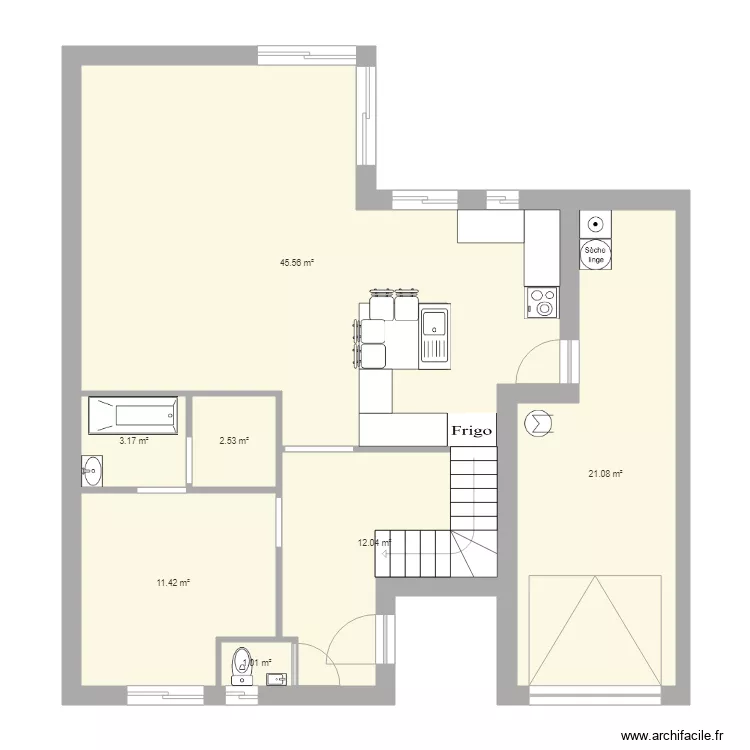 Etage 3 chambres cuis agg ss ext. Plan de 