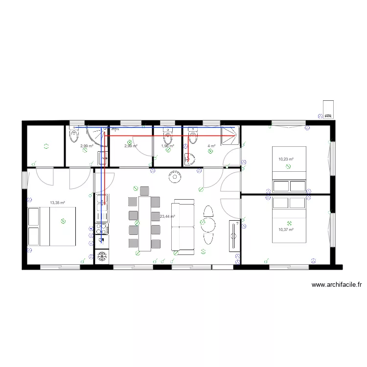 Chalet 70m&sup2;. Plan de 