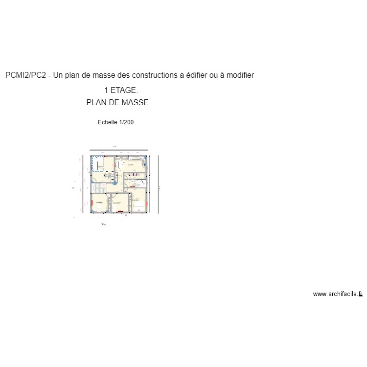 PLAN DE MASSE RDC 1. Plan de 15 pièces et 108 m2