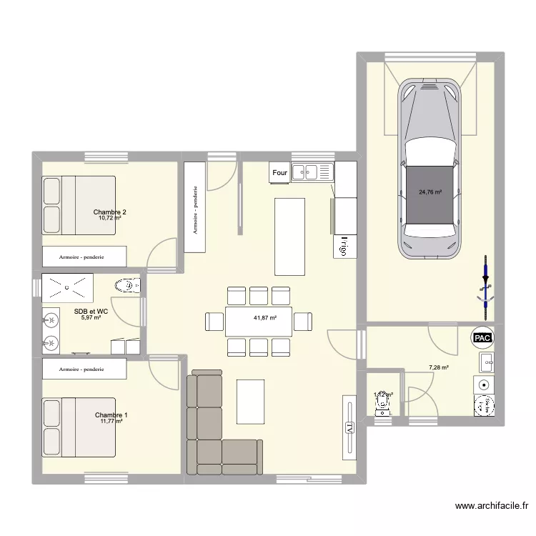 MAISON CHAMBRE 2. Plan de 7 et 104 m² MAISON CHAMBRE 2. Plan de 7 et 104 m²