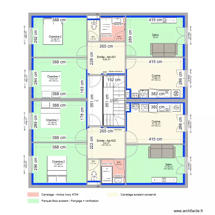 Saint Girons 7 - 2ème étage. Plan de 22 et 123 m² Saint Girons 7 - 2ème étage. Plan de 22 et 123 m²