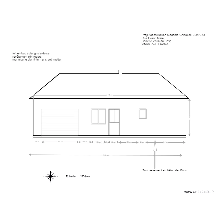 plan fa&ccedil;ade ouest. Plan de 