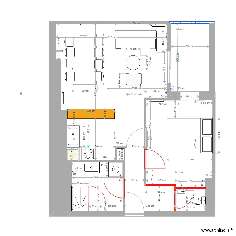 appartement meublé 4. Plan de 1 pièce et 0 m2