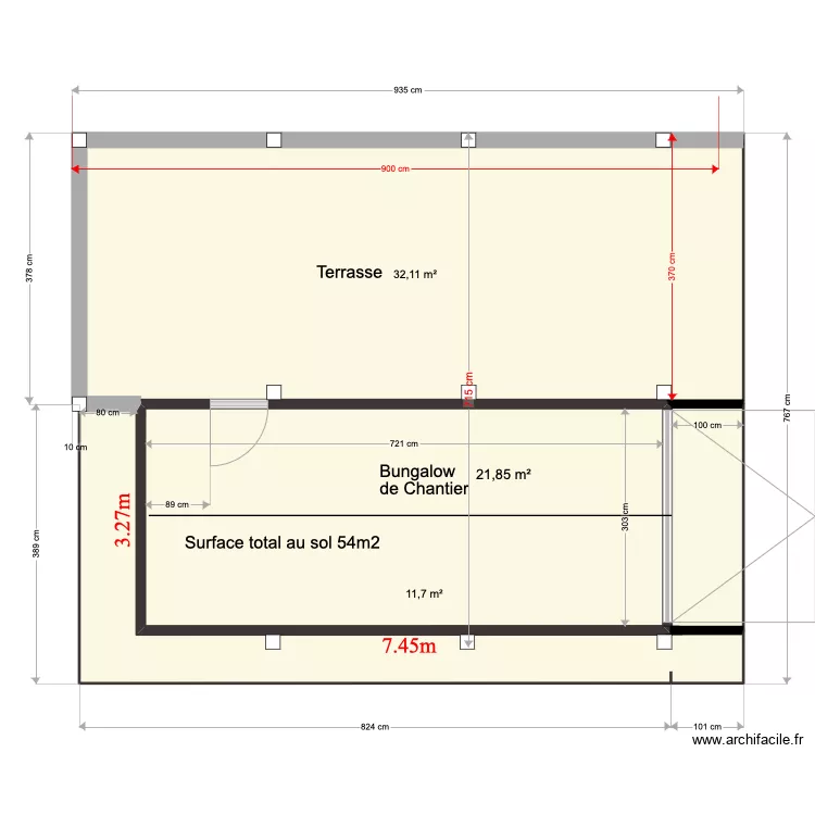 Surface de garage ext&eacute;rieur . Plan de 