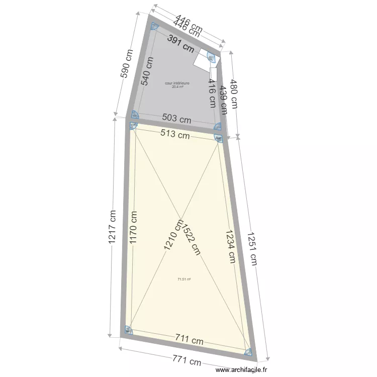 emprise  maison et WC ext  lettre taille 10 . Plan de 