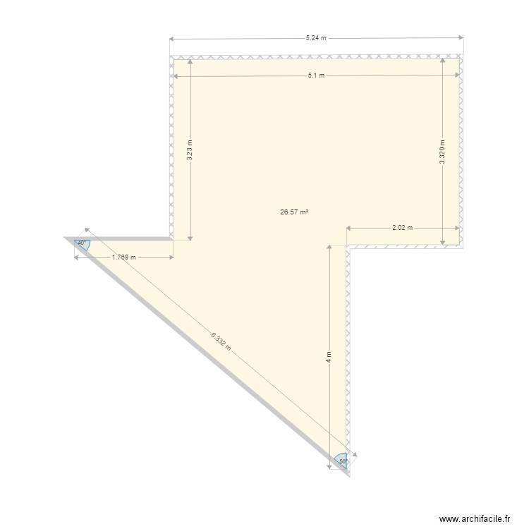 Terrasse RDC Pontfa. Plan de 1 pièce et 27 m2