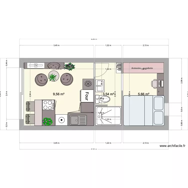 appart mamie 2. Plan de 3 Pièces et 19 m² appart mamie 2. Plan de 3 Pièces et 19 m²