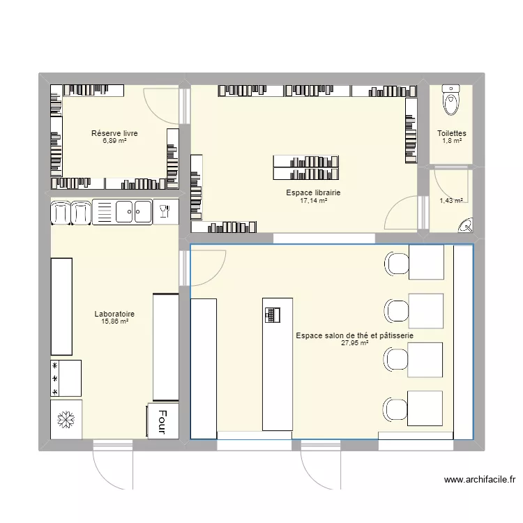 Plan patissierie/librairie. Plan de 