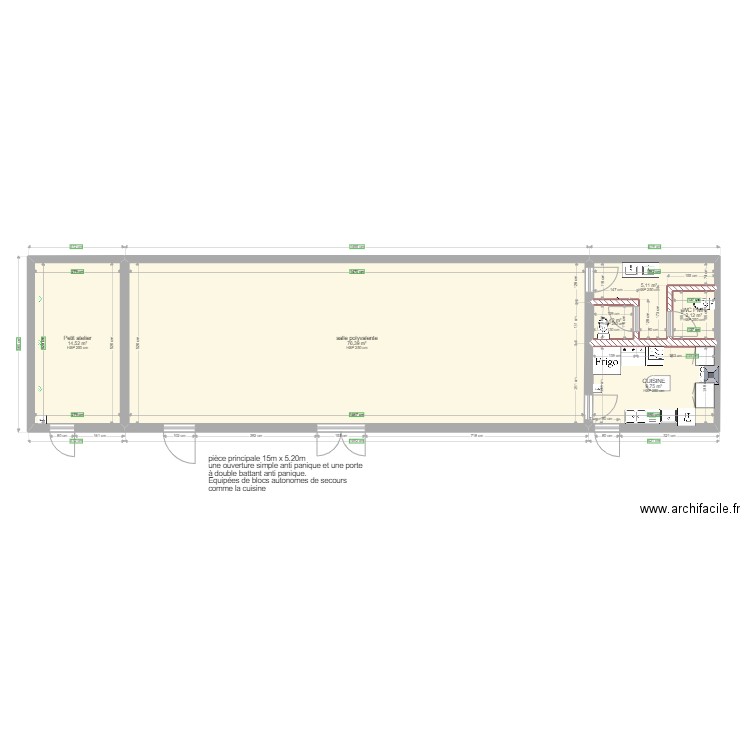 BATIMENTS COUR. Plan de 6 pièces et 109 m2