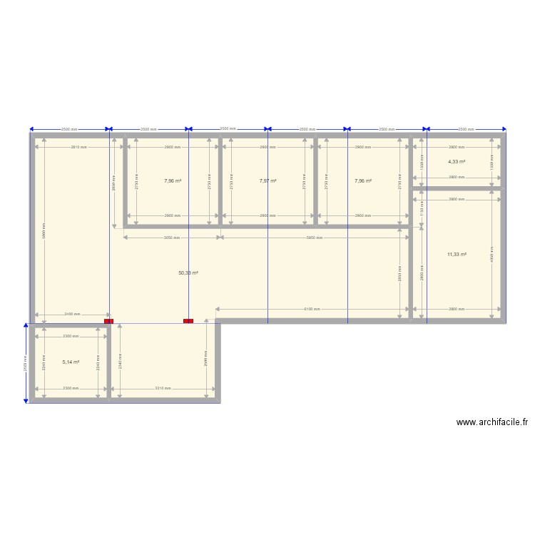 Хер. Plan de 7 pièces et 95 m2