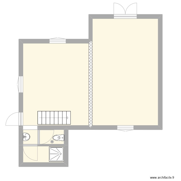 sans meuble. Plan de 5 pièces et 51 m2