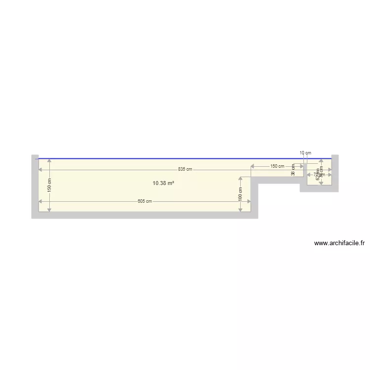 piscine coupe. Plan de 