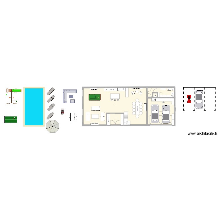 porjet. Plan de 4 pièces et 153 m2