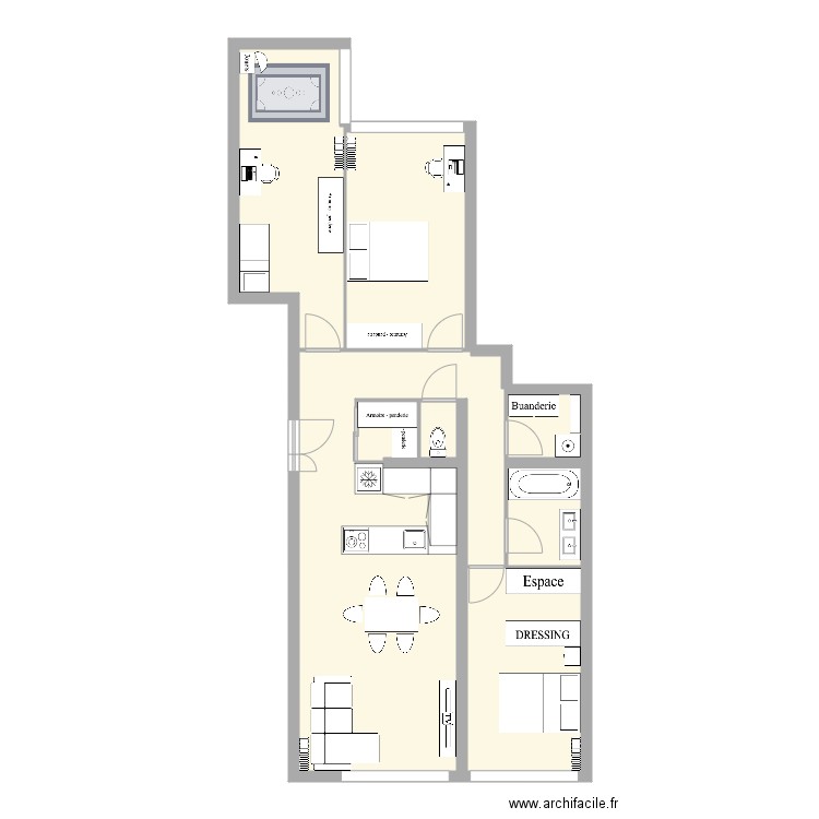 131 blv charonne retravaillé. Plan de 0 pièce et 0 m2