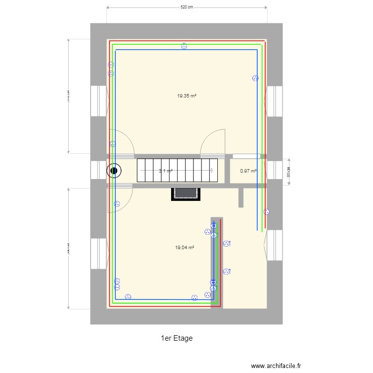 1er Etage Elect Prises. Plan de 0 pièce et 0 m2