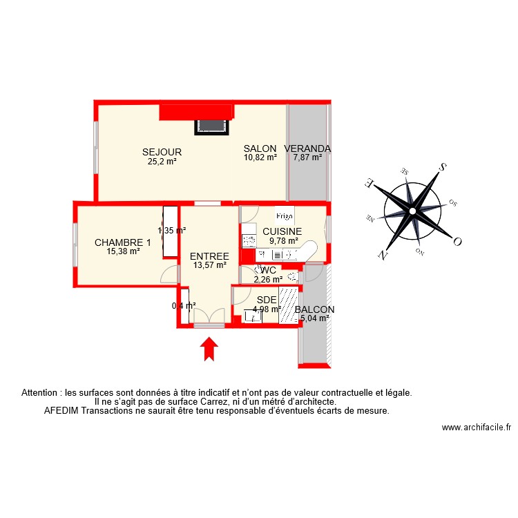 BI 7930 . Plan de 15 pièces et 99 m2