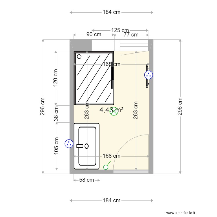 SALLE DE BAIN LOLO AMBAZAC. Plan de 1 pièce et 4 m2