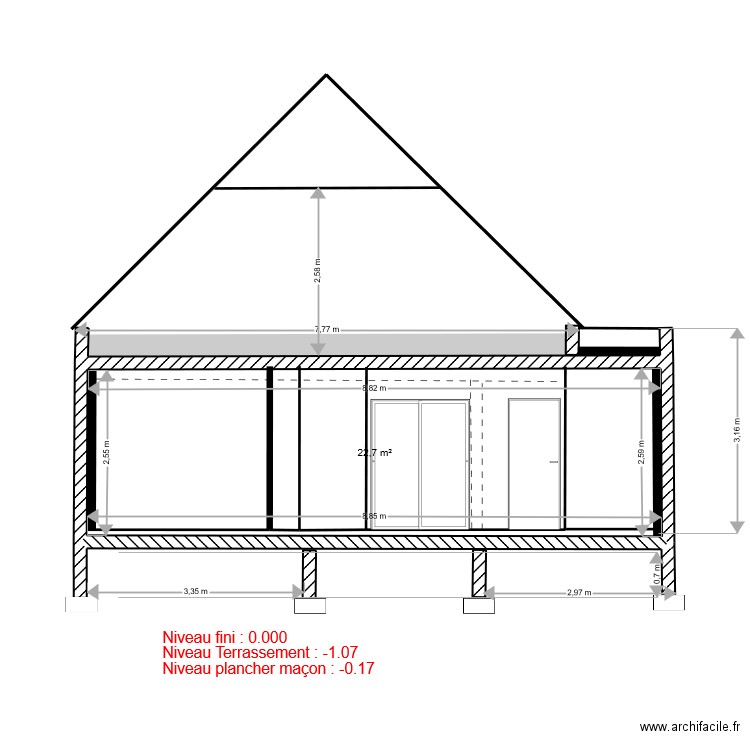 LE HENANFF COUPE BB. Plan de 1 pièce et 23 m2