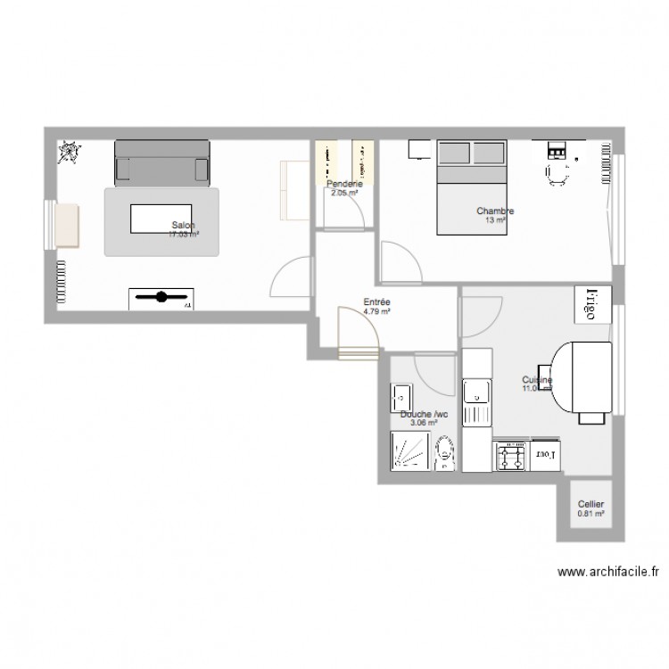 t2 env 51m2 meublé 2. Plan de 0 pièce et 0 m2