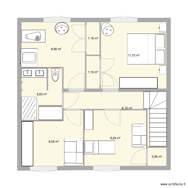 R+1. Plan de 0 pièce et 0 m2