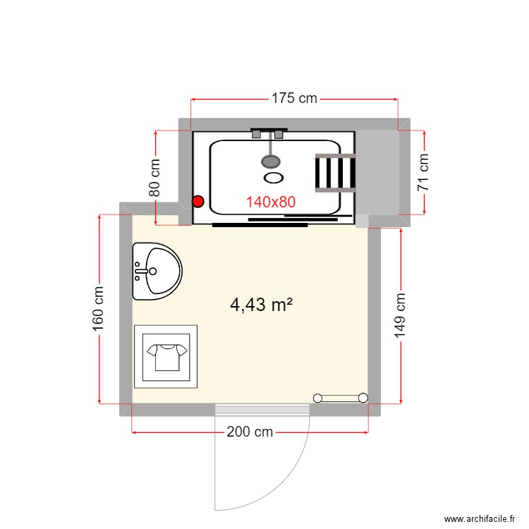 BOUDAN plan projeté. Plan de 1 pièce et 4 m2