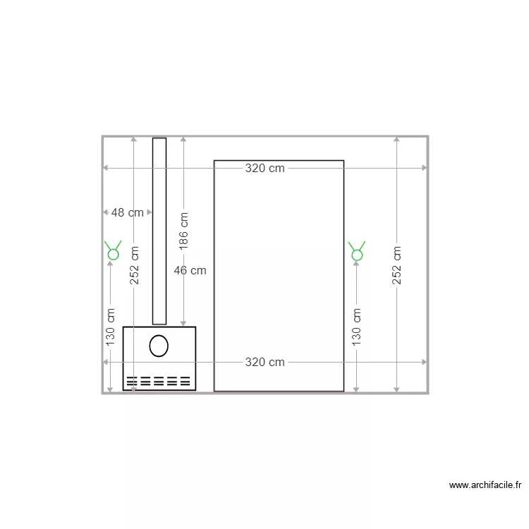 PORTE CUISINE SALON. Plan de 