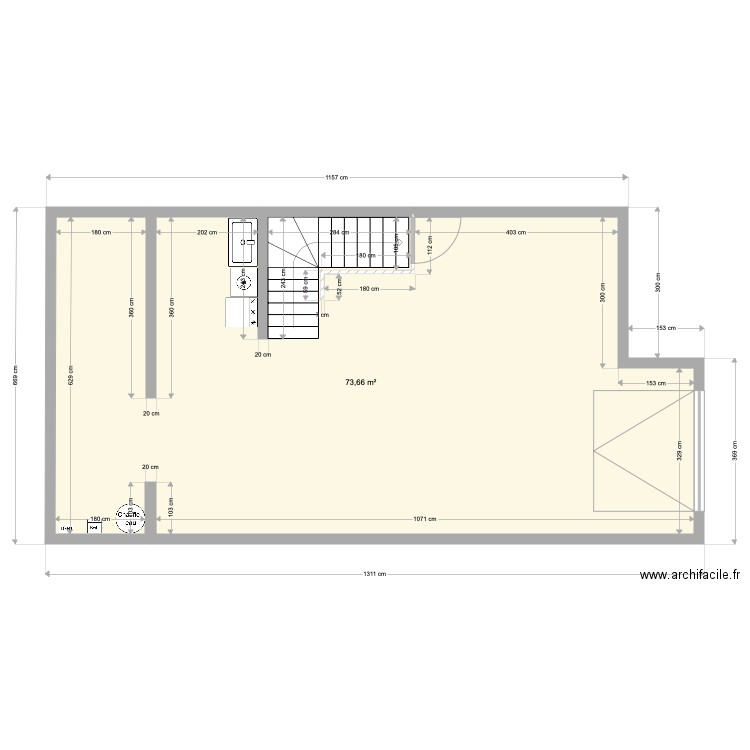 GARAGE ROC option1. Plan de 1 pièce et 74 m2