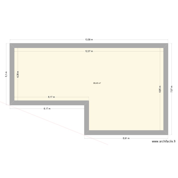 TAILLADES Nouvelle implantation V1. Plan de 1 pièce et 69 m2