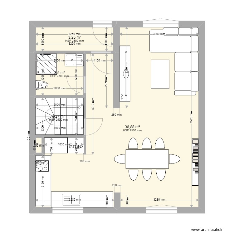 Tremblay rdc1. Plan de 4 pièces et 49 m2