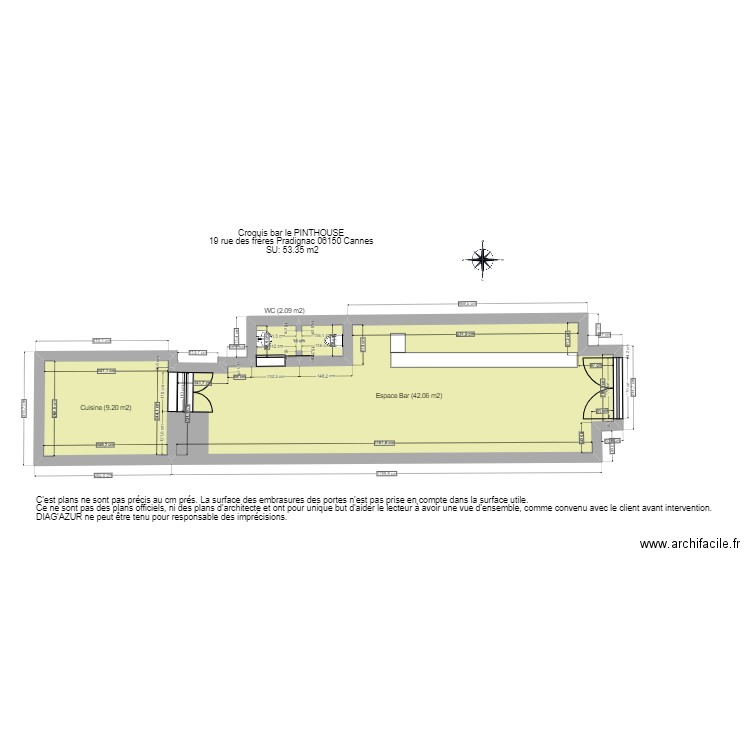 Winehouse . Plan de 3 pièces et 48 m2