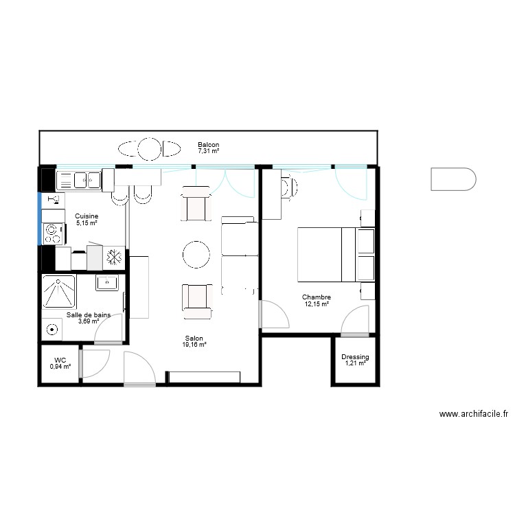Appartement Antoine variante 1. Plan de 0 pièce et 0 m2