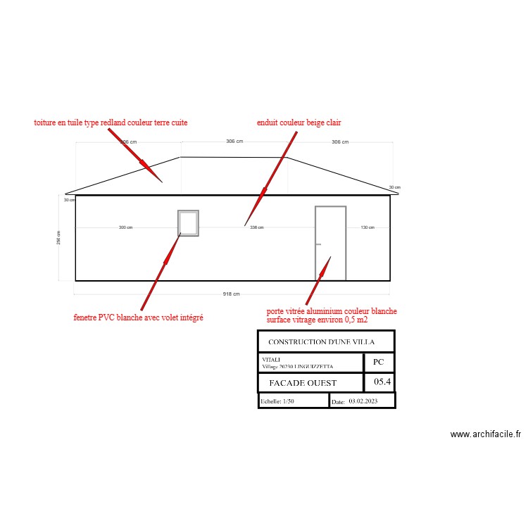 facade ouest 2023 FEVRIER. Plan de 0 pièce et 0 m2